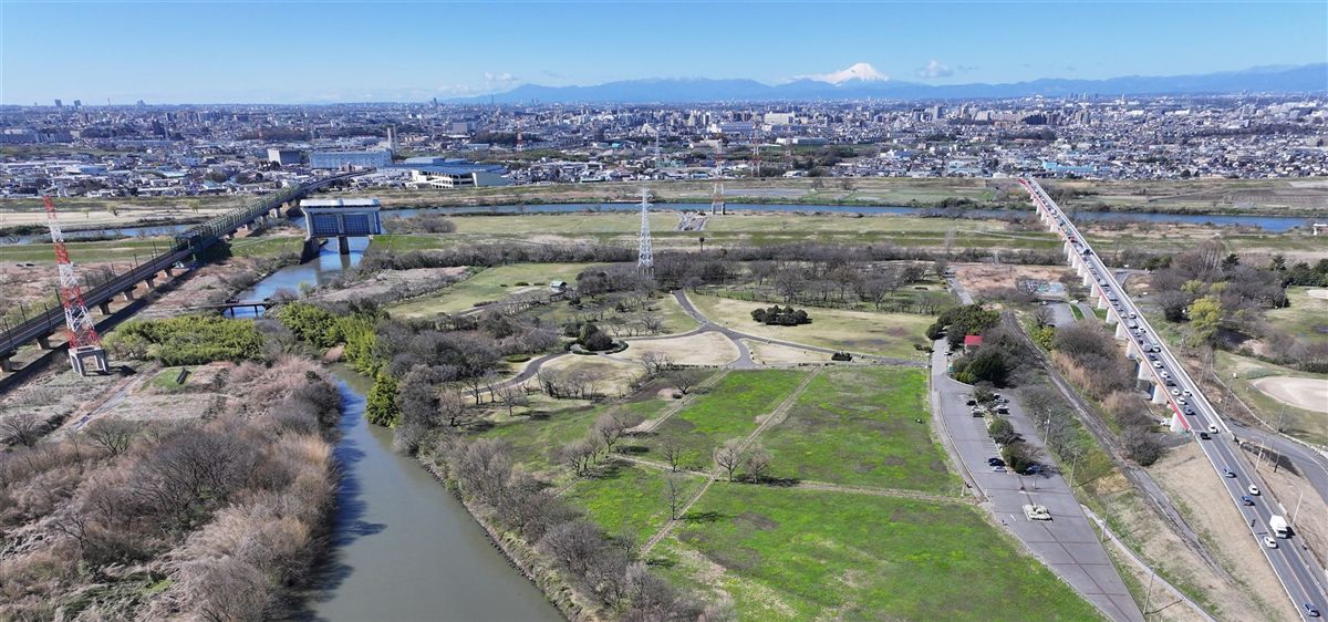 田島ケ原サクラソウ自生地（空撮）